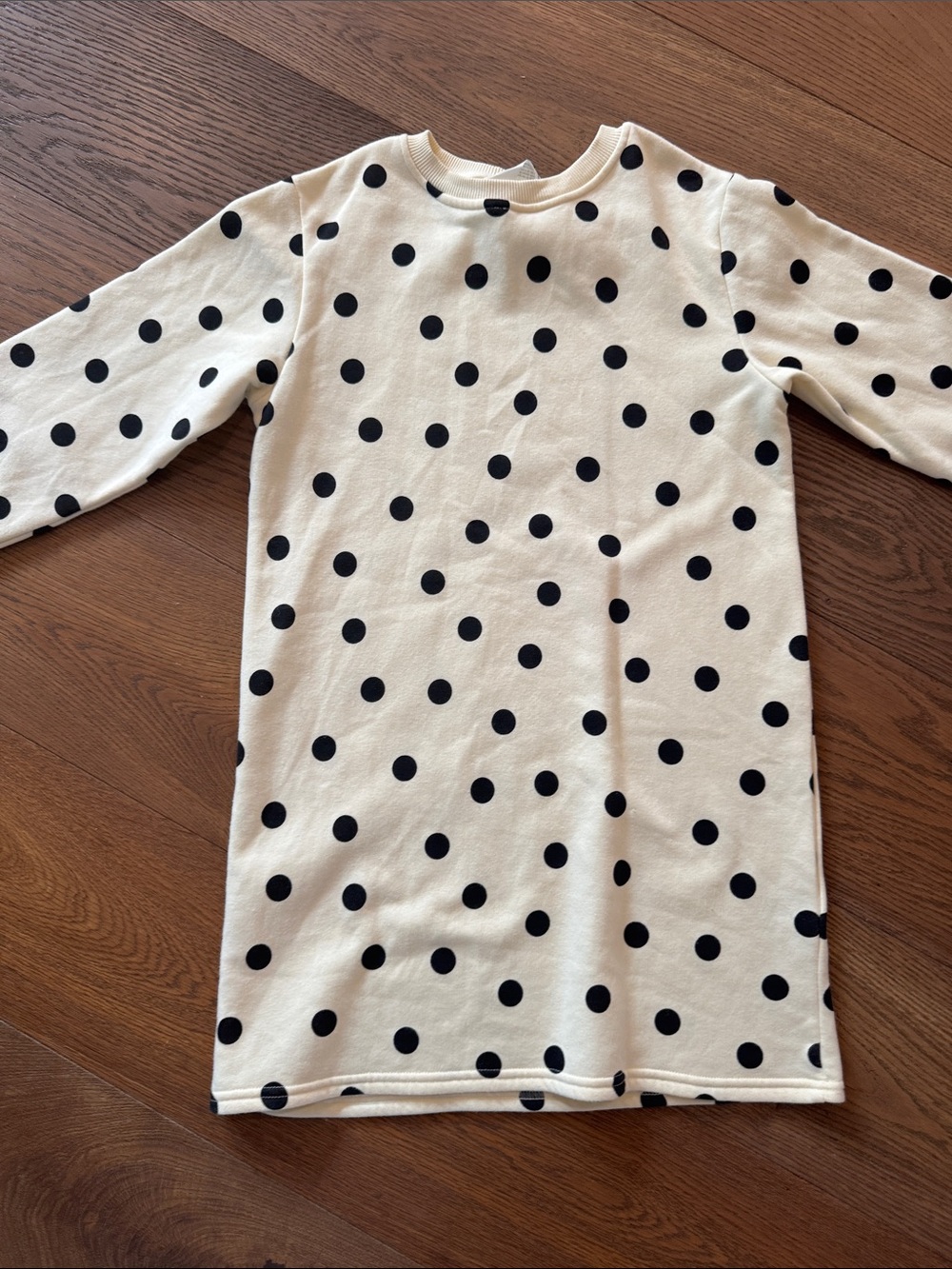 H&M Cream Long Sleeve dress  with Black Polka Dots